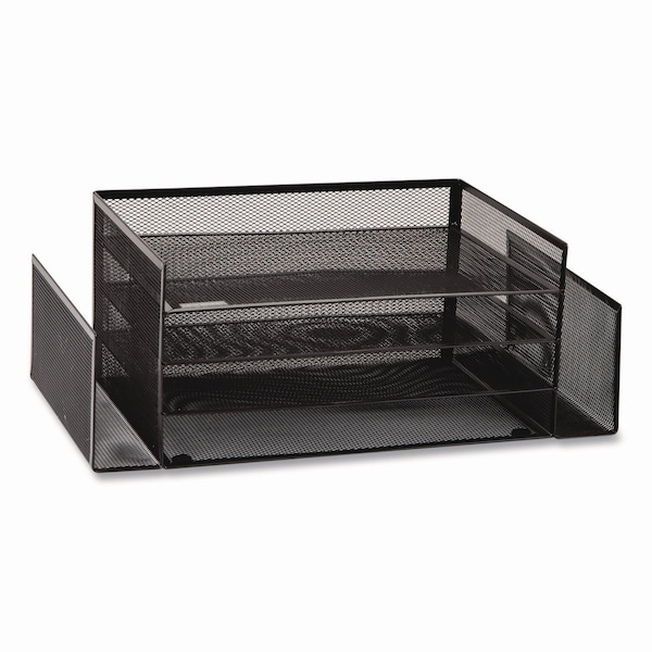 Mind Reader Metal Mesh Desktop Organizer Letter Tray, 6 Sections, Letter Size, 9.15 x 16.75 x 6, Black 4TSIDE2-BLK - main
