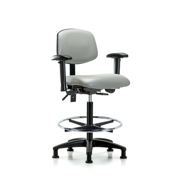 Blue Ridge Ergonomics Chair, Poly, Med Bench, Chrome AA Casters, 6-Way Adjustable, 26" to 35" Height, Dove BR-VHBCH-RG-T1-A1-CF-RG-8567 - main