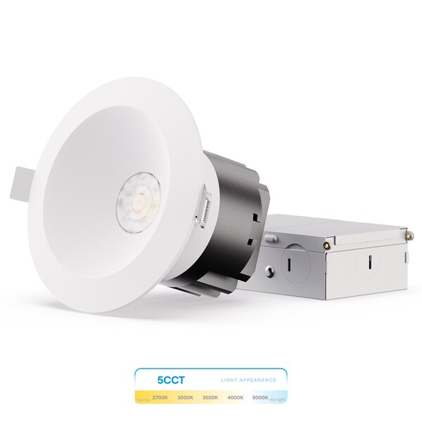 Infibrite 4 In 12W 5CCT Color Selectable LED Recessed Downlight, 1200 Lumens, Triac Dimmable IB-023-8-12W-WH - main