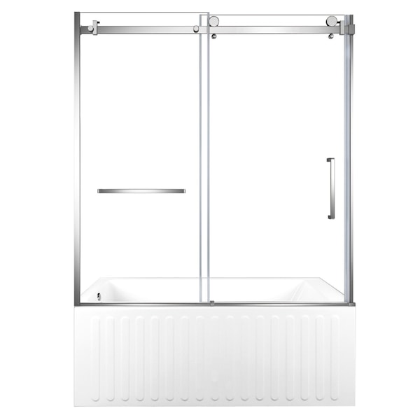 Kingston Brass 60" Acrylic Alcove Left-Hand Drain Tub with Right Sliding Tub Door, White/Polished Chrome KVTDE603121L1 - main