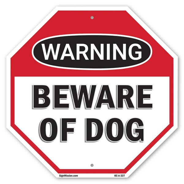 Signmission Warning Beware of Dog, 6 Inch X 6 Inch, Plastic Sign OC-P-6-337 - main