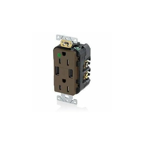 Leviton Duplex Straight Blade Receptacle, 5-15R, 15 A, 125V AC, 2 Pole, 3 Wire, Surface Mount T5632-HG - main
