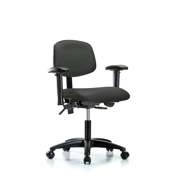 Blue Ridge Ergonomics Desk Chair Desk Chair, Vinyl, AA Casters, Gry, Adjustable Arms, 18" to 23" Height, Vinyl, Charcoal BR-VDHCH-RG-T0-A1-RC-8605 - main
