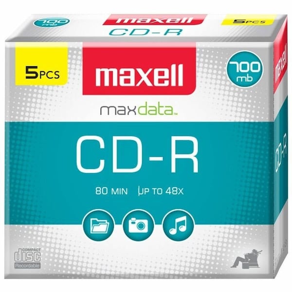Maxell CD-R700 CD Recordable Media - CD-R - 48x - 700 MB - 5 Pack - Light Green 648205 - main