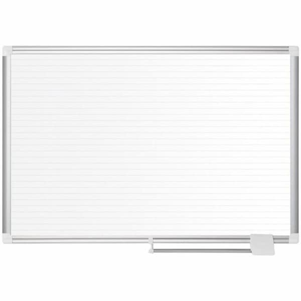 Mastervision Planning Board, Steel, 24 in, 36 in, Aluminum Frame, White, Gloss MA0594830 - main