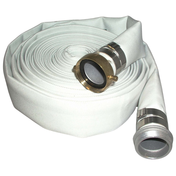 Jason Industrial 2 X 50 WHITE SINGLE JACKET MILL DISCHARGE HOSE ALUM/BRASS, 5/8 BANDS 4705-0200-050AB - main