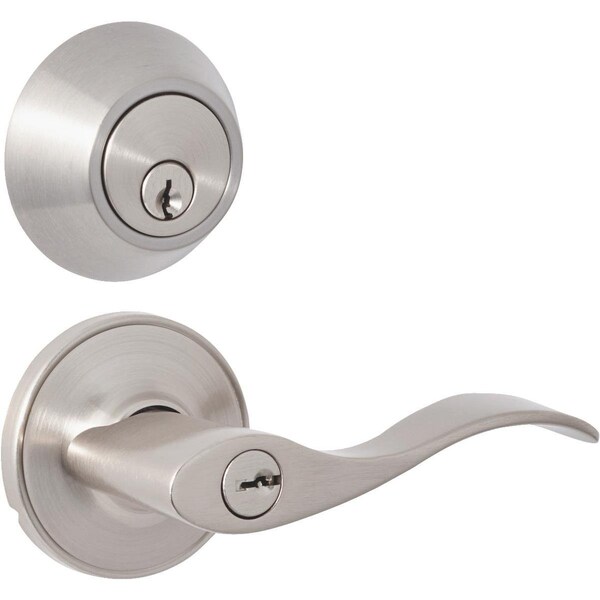 Steel Pro Brushed Nickel Single Cylinder Deadbolt and Lever Combo MC2X2B91B - main