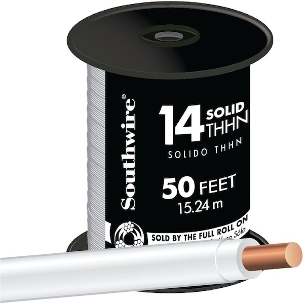 Southwire 50 Ft. 14 AWG Solid White THHN Electrical Wire 11580883 - main
