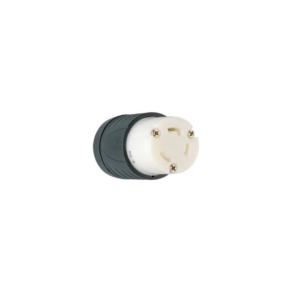 Pass & Seymour Turnlok Locking Connector, 2 -Pole, 30 A, 125 V, IP20, NEMA: NEMA L5-30R, Black/White L530CCCV3 - main