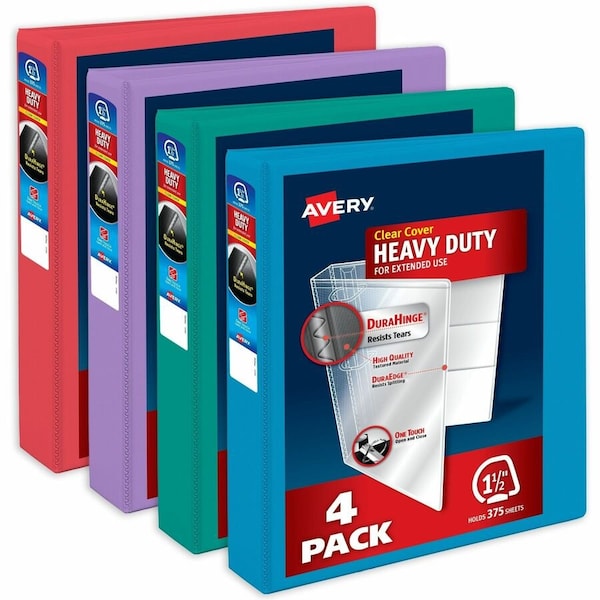 Avery Binder, Assorted Bright Colors Heavy, PK4 79633 - main