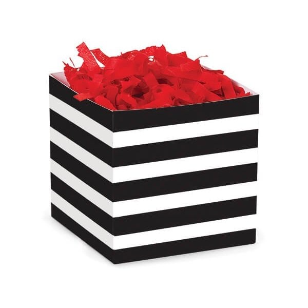 Nashville Wraps Black and White Stripe Square Favor Box, 3.75x3.75x3.75, 6PK 45505 - main