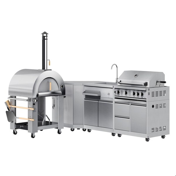 Koolmore Outdoor Kitchen with a Dual Fuel Pizza Oven, Corner Cabinet, Sink, 30 in. BBQ Grill and Cabinet KM-OKSKIT-CONFIG105 - main