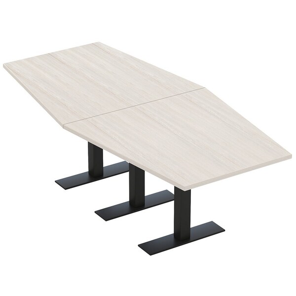 Skutchi Designs 8ft Hexagon Conference Table With Power | Harmony Series | 8 Person Meeting Room Table HAR-HEX.IR-48X96-T.BK-K458-NA - main