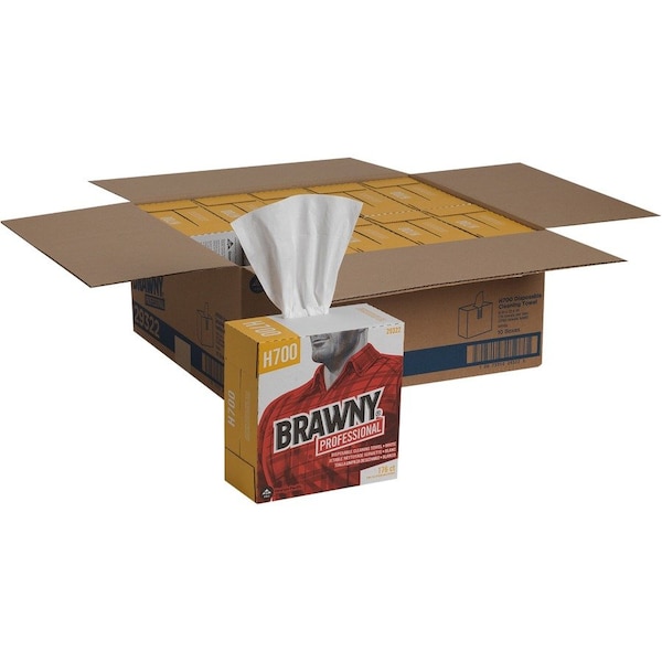 Brawny Dry Wipe, Brawny Pro Dispenser Box, Hydro-entangled HEF, 9 in x 12 1/2 in, White, 176 Sheets, 10 Pk 29322 - main