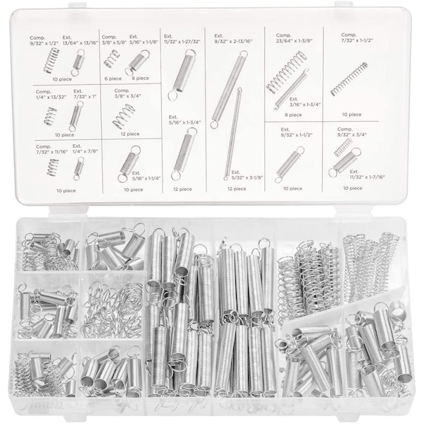 Neiko Spring Assortment Set, 200 Piece, Extension and Compression Springs Kit, Assorted Size 50456A - main