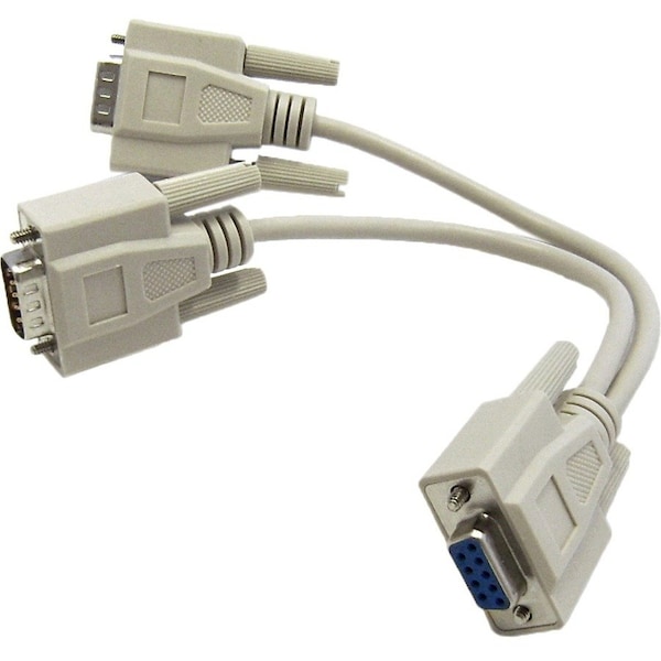 Cable Wholesale DB9 Serial Y adapter, DB9 Female to Dual DB9 Male, 8 inch 30D1-27308 - main