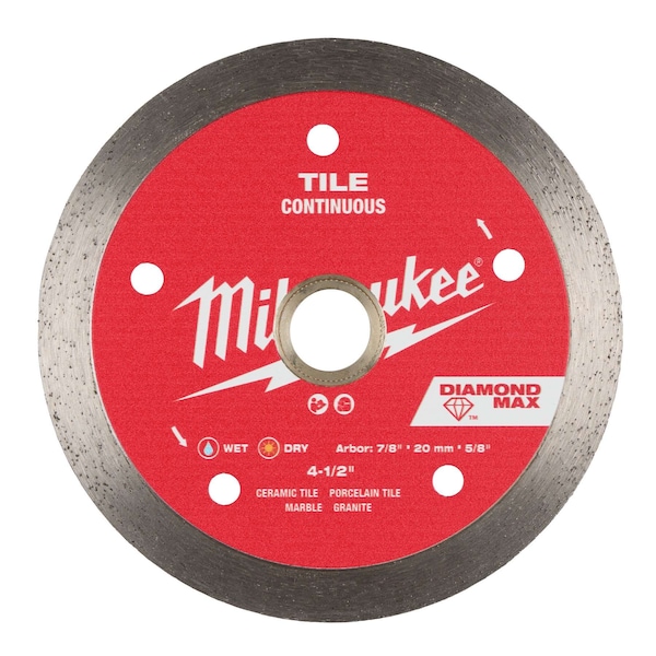 Milwaukee Tool 4-1/2" DIAMOND MAX Continuous, Tile Diamond Blade 49-93-9204 - main