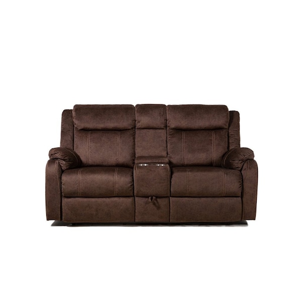 Homeroots 70" Dark Brown Manual Reclining Loveseat With Storage 561564 - main