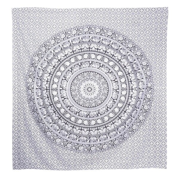 Homeroots 92" X 84" Black And White Mandala Cotton Hanging Tapestry 397403 - main