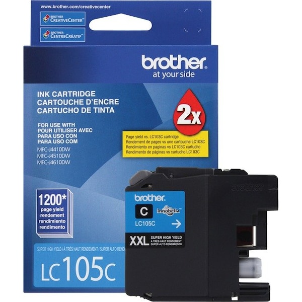 Brother Innobella LC105C Original Ink Cartridge - Inkjet - High Yield - 1200 Pages - Cyan - 1 Each LC105C - main