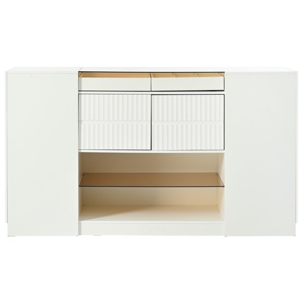 Homeroots 33" White Wood And Glass Six Drawer Island Vanity Dresser 653109 - main