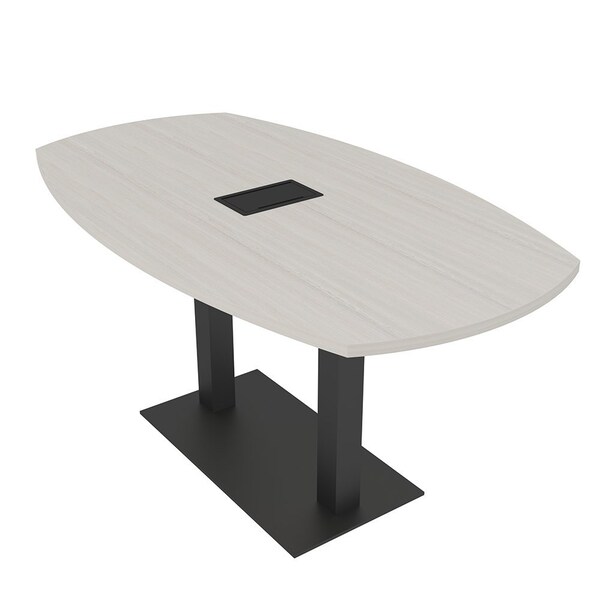 Skutchi Designs Arc Boat Conference Table, 36 in W, 72 in L, Ivory HAR-ABOT-36X72-DOU.BK-K458-EBLK - main
