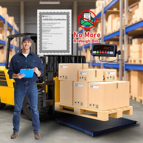 Prime Systems Scales 10000 lb Pallet ScaleFloor Scale with Indicator 48x60 Cal-Certificate PS-10KF4860+202 - main