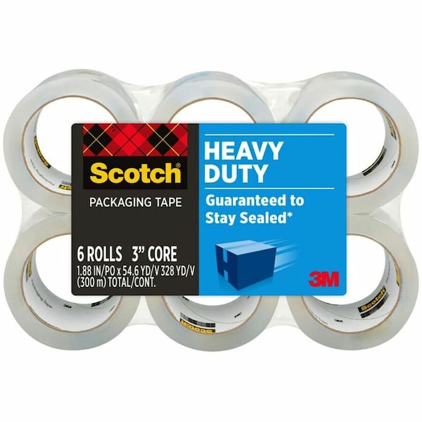 3M Scotch, 3850 Heavy-Duty Packaging Tape, 3In Core, 1.88In X 54.6 Yds, Clear, 6/Pack 38506 - main