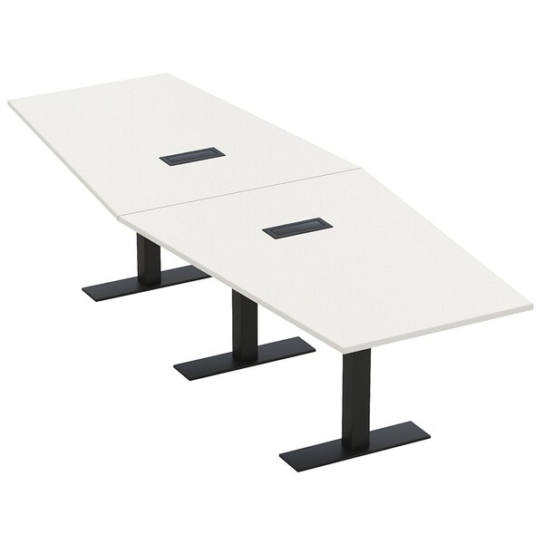 Skutchi Designs 12ft Conference Table With Power Unit | 12 Person Modular Hexagon Meeting Table | Harmony Series HAR-HEX.IR-48X144-T.BK-W960-EBLK - main