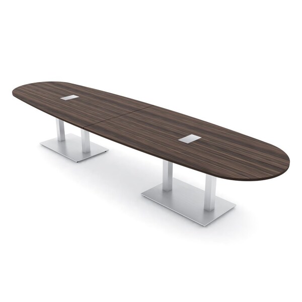 Skutchi Designs Boval Conference Table With Power Unit, 48 in W, 168 in L, Brown HAR-BOVL-48X168-DOU-H3041-ESIL - main