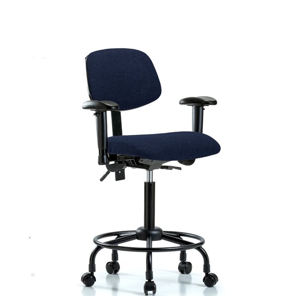 Blue Ridge Ergonomics Chair, Fabric, Med Bench, RT AA Casters, Nav, 6-Way Adjustable, 22" to 29" Height, Dark Blue BR-FMBCH-RT-T0-A1-RC-F45 - main