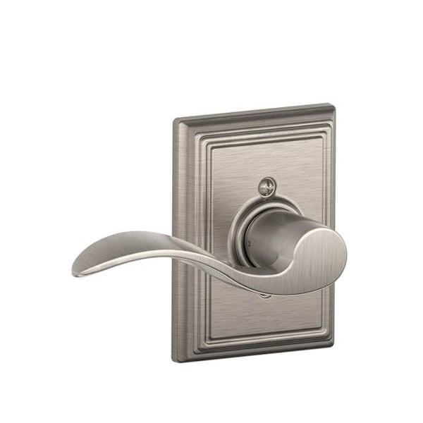Schlage Residential Right Hand Accent Lever with Addison Rose Dummy Interior Trim Satin Nickel Finish F94ACC619ADDRH - main