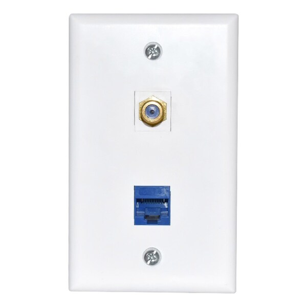 Newhouse Hardware Ethernet Coupler and Coaxial Wall Plate White TVCATCWP-WH-01 - main