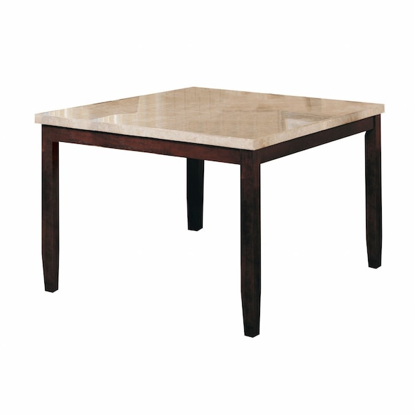 Homeroots 54" X 54" X 36" White Marble Walnut Wood Counter Height Table 347013 - main