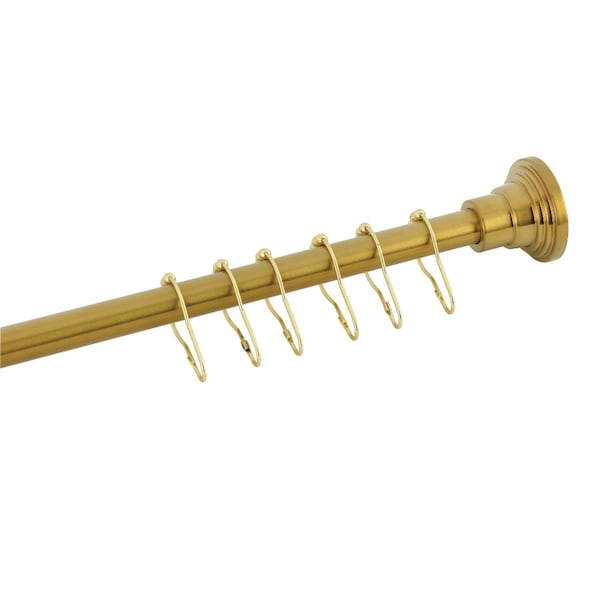 Kingston Brass 38"-60" Stainless Steel Adjustable Shower Curtain Rod with Rings, Brushed Brass SCC2817 - main