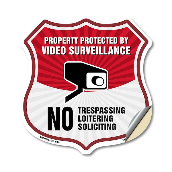 Signmission Video Surveillance Shield Sign Property, 12 Inch X 12 Inch, Vinyl Decal SHI-D-12-472 - main
