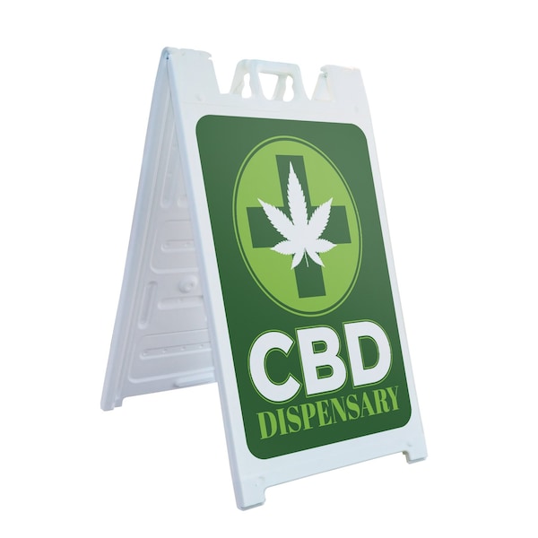 Signmission CDB Dispensary, A-Frame & 2 Decals Installed, Heavy-Duty Plastic Frame SBHD-D-2436-30356 - main