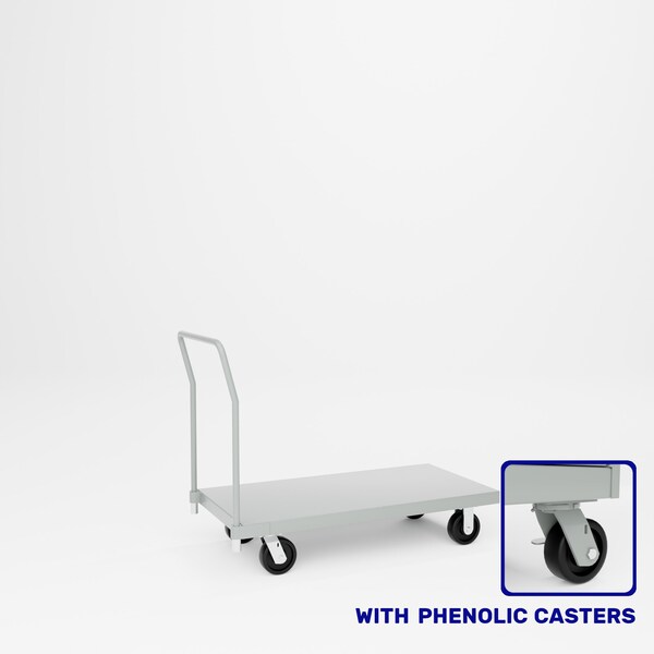 Pucel Steel Platform Truck, 24 in W x 48 in D, 8 in Phenolic Casters, Gray PT-2448-8P - main