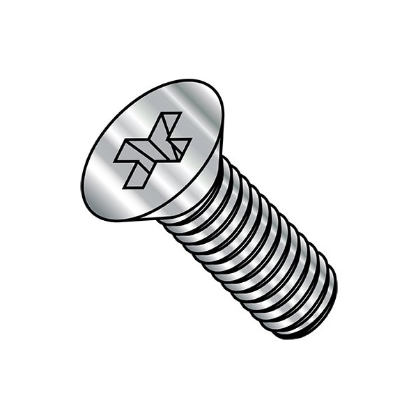 Zoro Select Phillips Flat Machine Screw, Plain 18-8 Stainless Steel, 500 PK 3712MPF188 - main