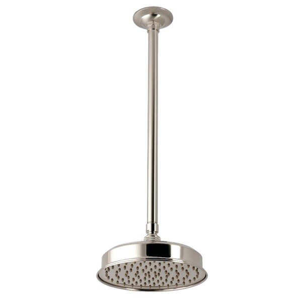 Kingston Brass 8" Round Brass Shower Head with 17" Ceiling Mounted Shower Arm, Brushed Nickel K324K28 - main