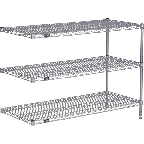 Global Industrial Nexel 3 Shelf, Nexelate Silver Epoxy Wire Shelving Unit, Add On, 42"W x 21"D x 34"H B3151845 - main
