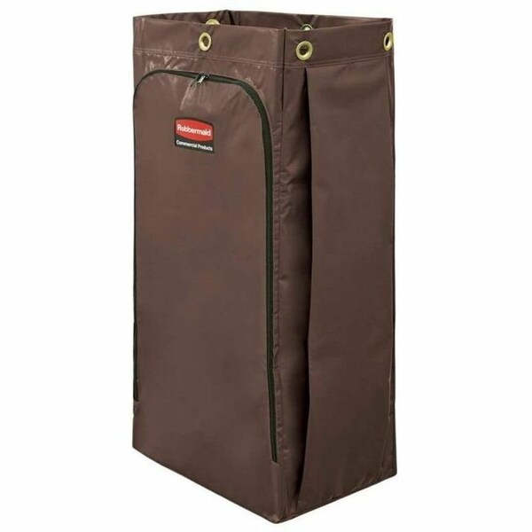 Rubbermaid Commercial Zippered Vinyl Cleaning Cart Bag, 25 gal, 17" x 33", Brown 1966885 - main