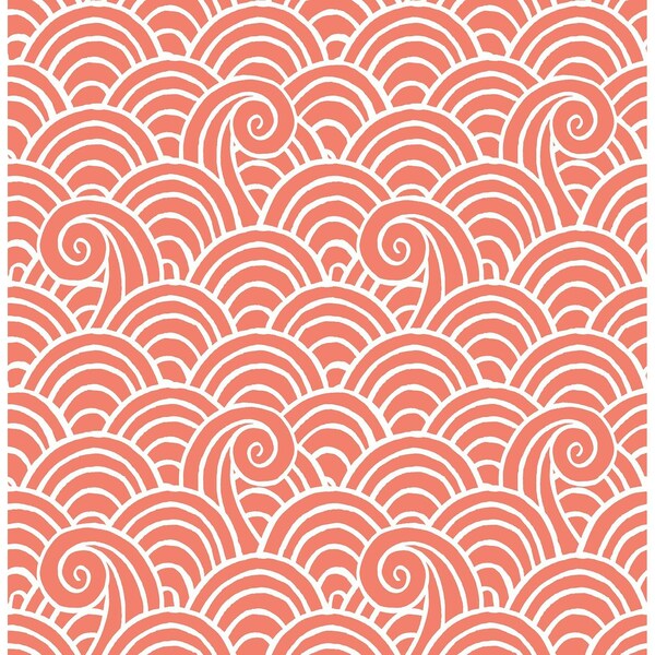 A-Street Prints Alorah Coral Wave Wallpaper 4081-26306 - main