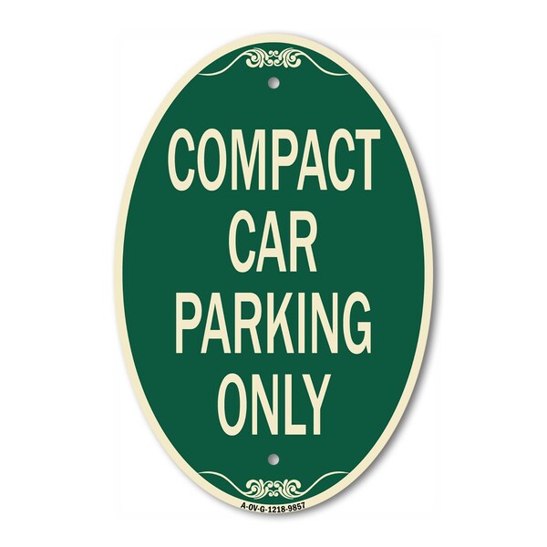 Signmission Compact Car Parking Only Green & Tan, 12 Inch X 18 Inch Designer, Heavy Gauge Aluminum A-OV-G-1218-9857 - main