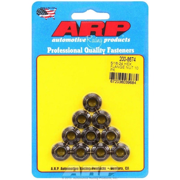 Arp 200-8674 0.31 in.-24 Hex Nut Kit with Flange, 10PK ARP200-8674 - main