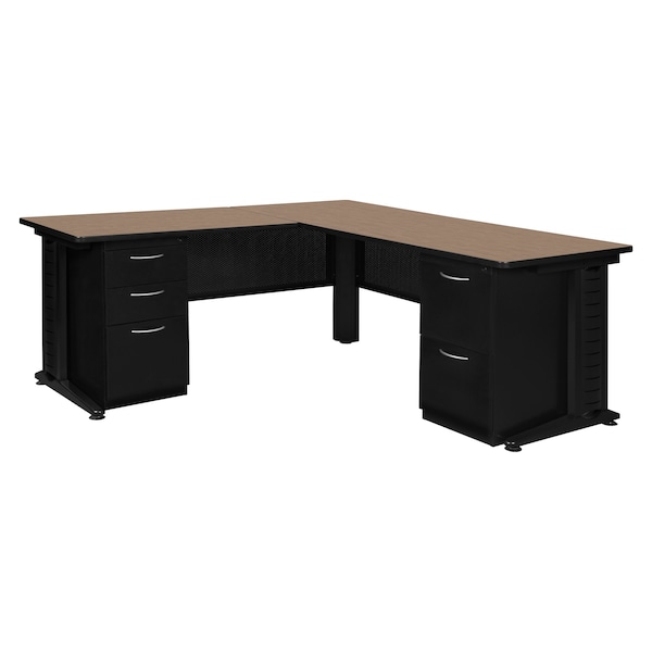 Regency Fusion Desk W/ Double Pedestal Drawer Unit, 66 in W X Wood, Metal, Noble Oak MLD663042NO - main