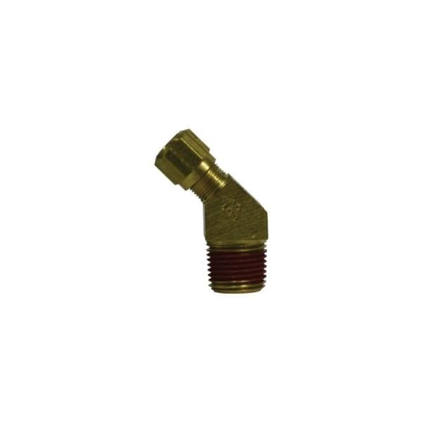 First Fitting & Fastener 3/8T X 1/4 MPT BRASS 45 DEG MALE DOT AIR BRAKE ELBOW FOR NYLON TUBE 38151MID - main