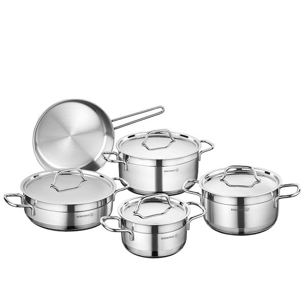 Korkmaz Alfa 9 Piece Stainless Steel Mirror Polish Cookware Set A1660 - main