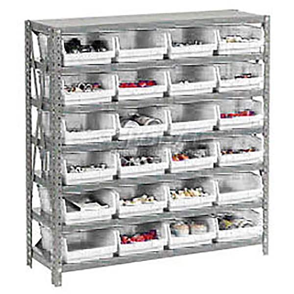 Global Industrial Steel Shelving With 18 4"H Plastic Shelf Bins Ivory, 36x18x39-7 Shelves 652794BG - main