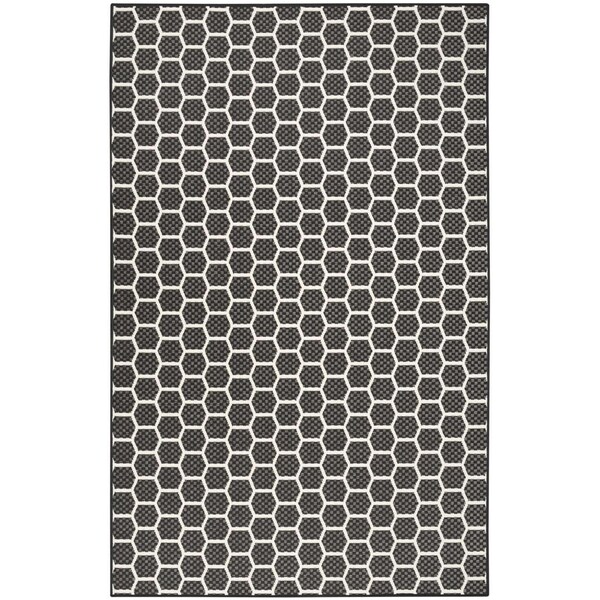 Homeroots 4' X 6' Black And Ivory Geometric Indoor Outdoor Area Rug 554803 - main